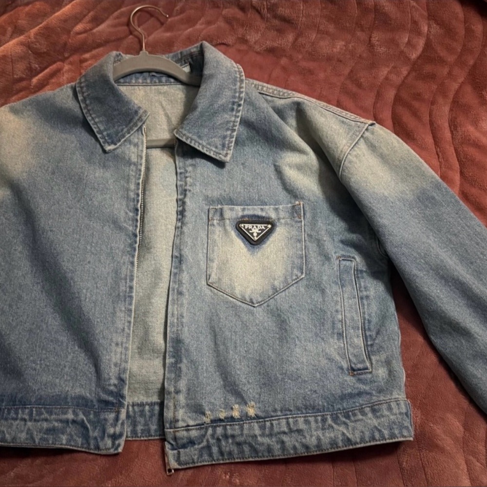 Prada Blue Cropped Denim Jacket - Picture 13 of 13